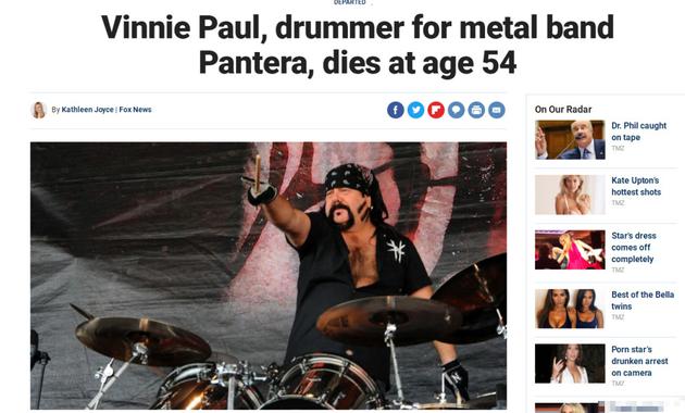Pantera鼓手及创始人 Vinnie Paul 于昨日去世