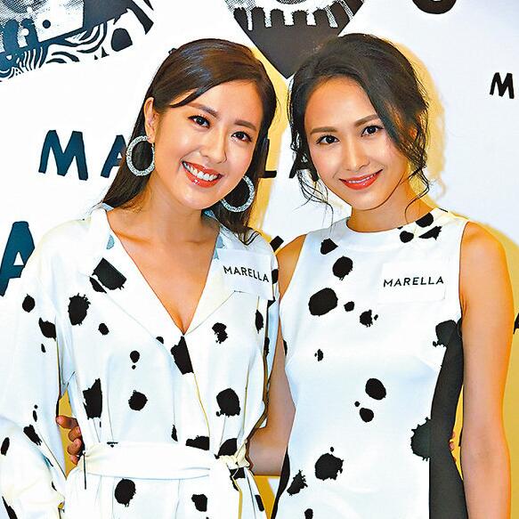 唐诗咏（左）、汤怡（右）出席品牌时装香港活动。 中通社